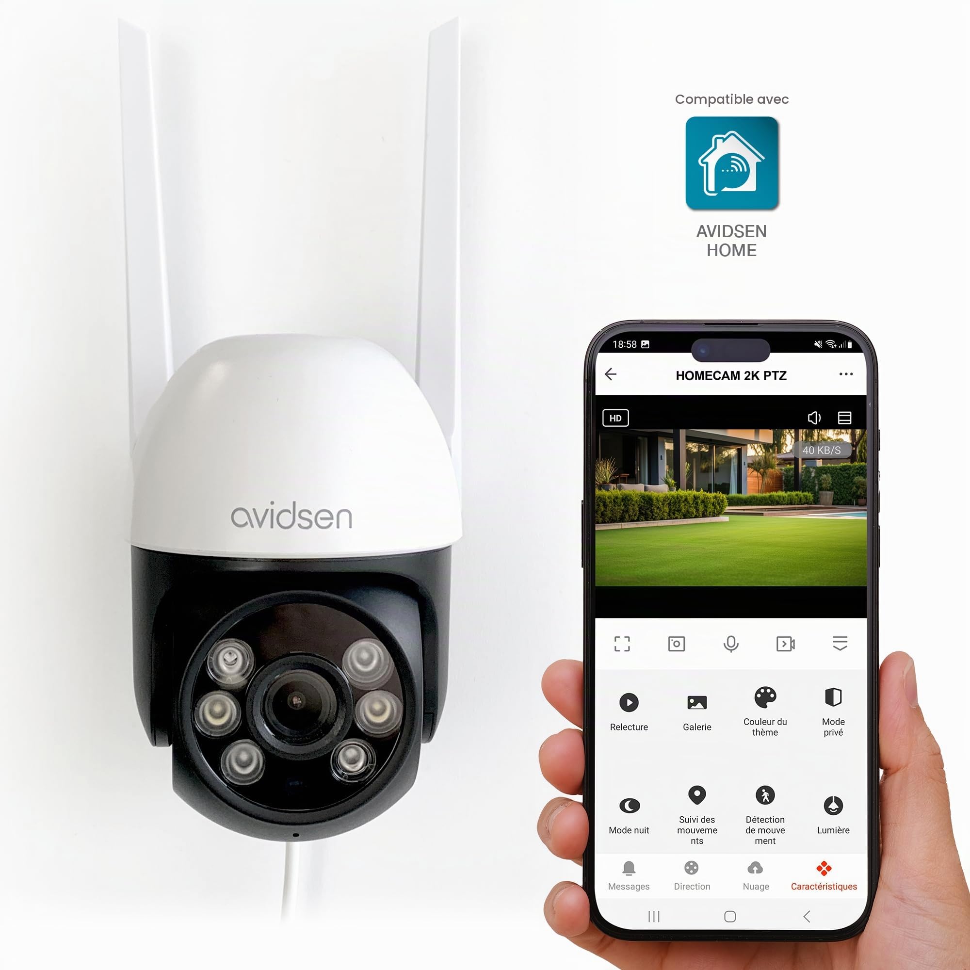 avidsen-homecam-2k-ptz-ext-rieure-motoris-e-360-127154-avec-clairage-et-sir-ne image 2