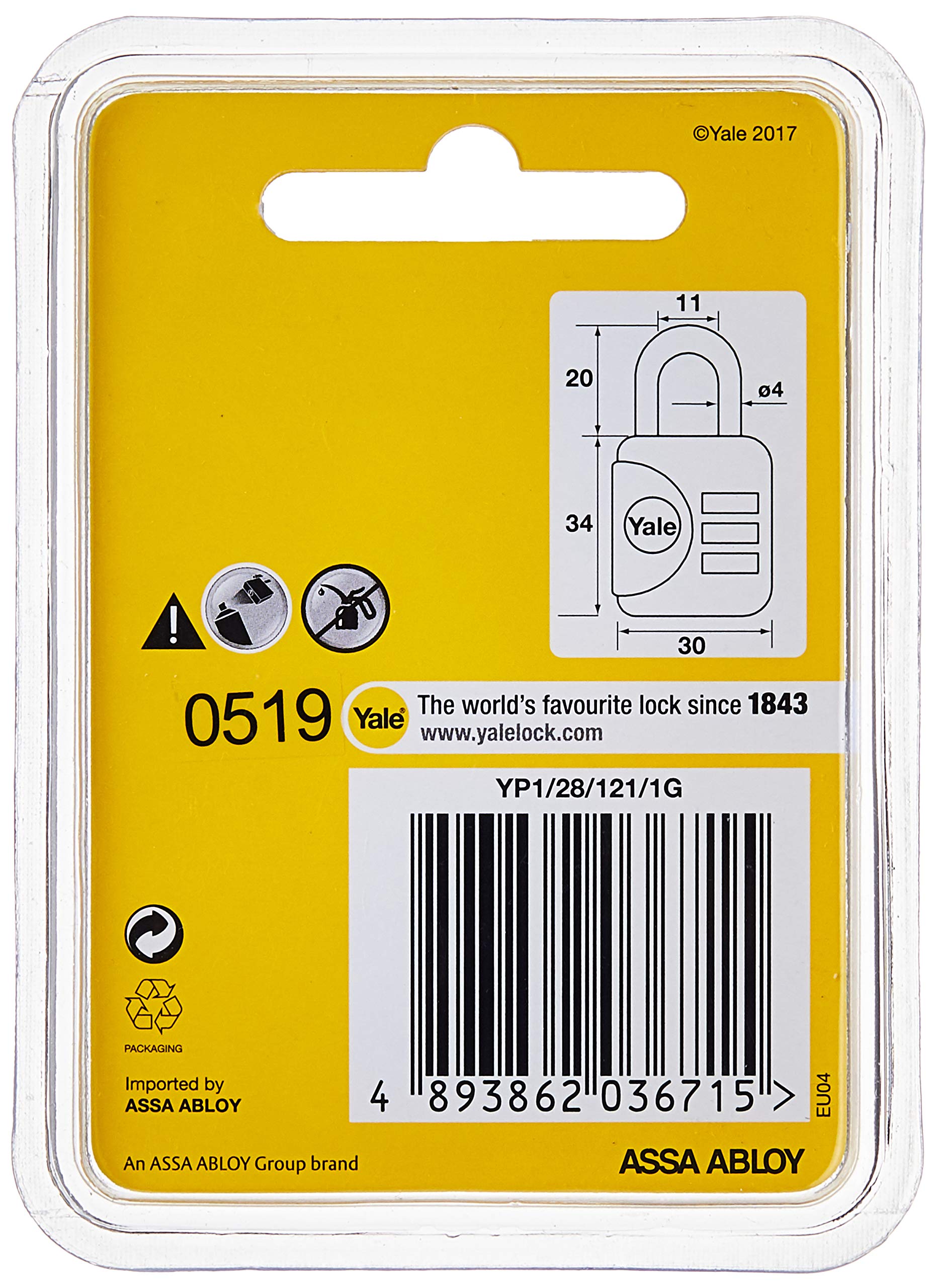 yale-yp1-28-121-1g-cadenas-combinaison-laiton-28-mm-int-rieur image 2