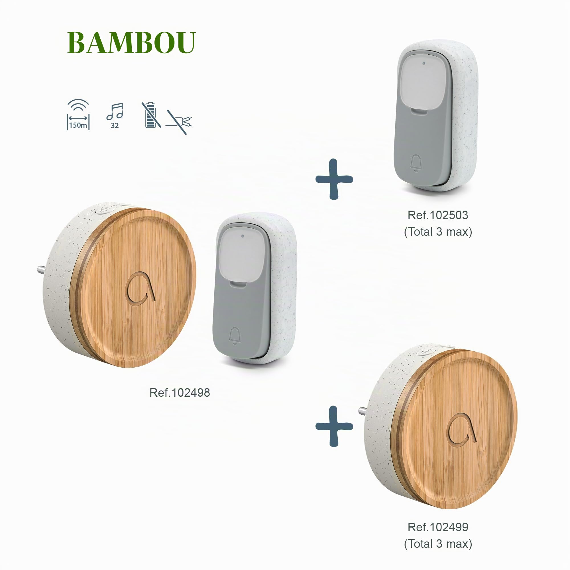 avidsen-bamboo-carillon-sans-fil-sans-pile-technologie-kinetic-port-e-150-m-32-m image 5