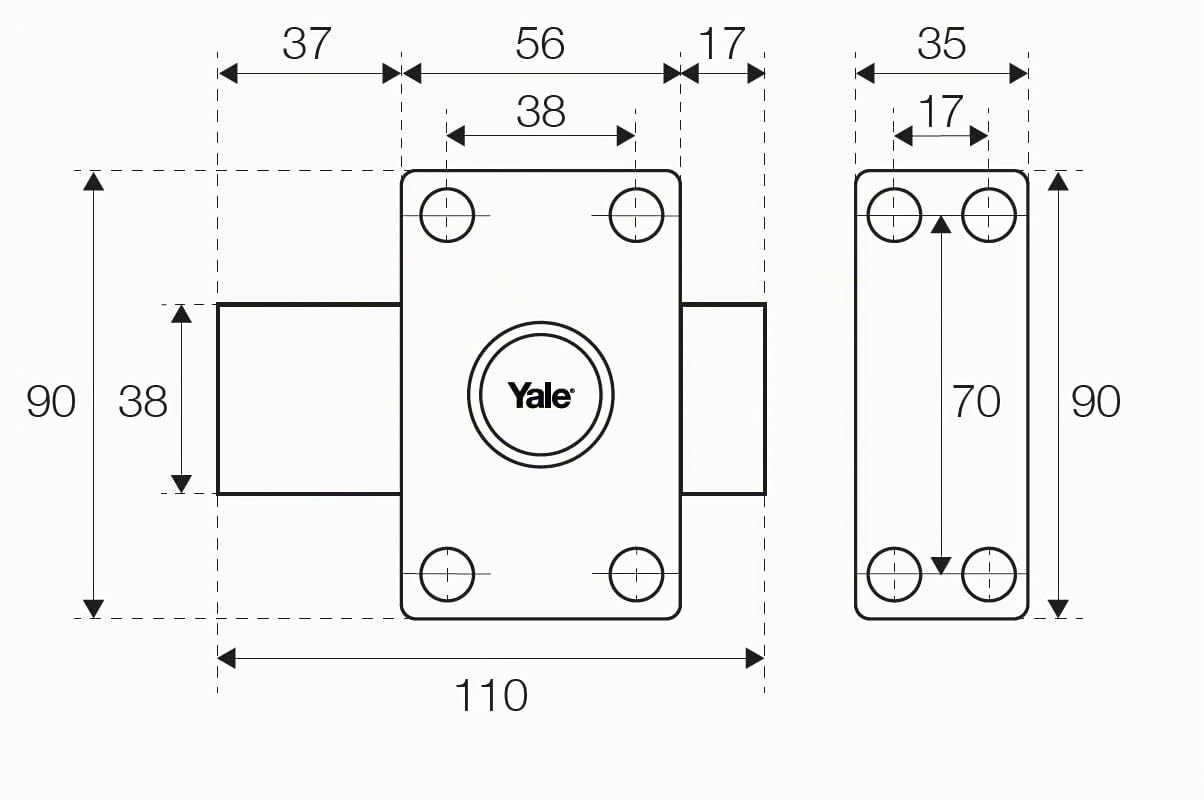 yale-yv26bt-50-verrou-de-porte-bouton-et-cl-6-goupilles-50-mm image 2